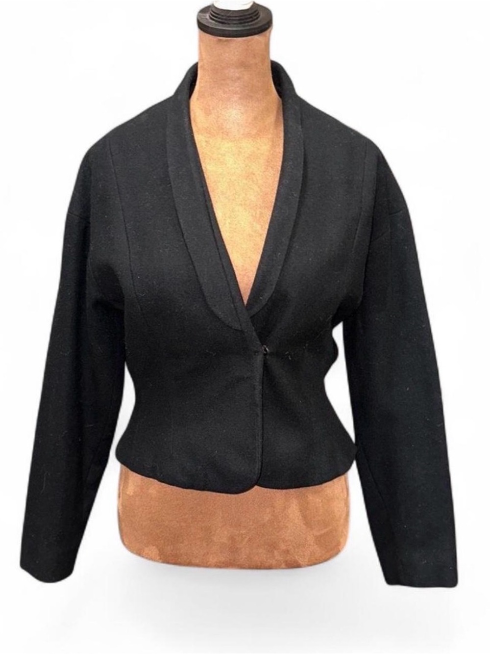 True Vintage Women's Black Collar Wool Jacket - Classic Fit S